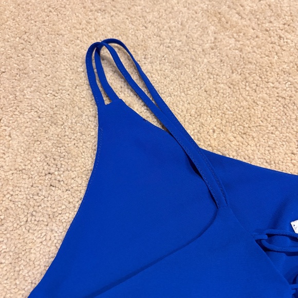 Love Tree Cobalt Blue Double Layer Sheer Strappy Tank Top NEW Womens Large Gift - Picture 6 of 9